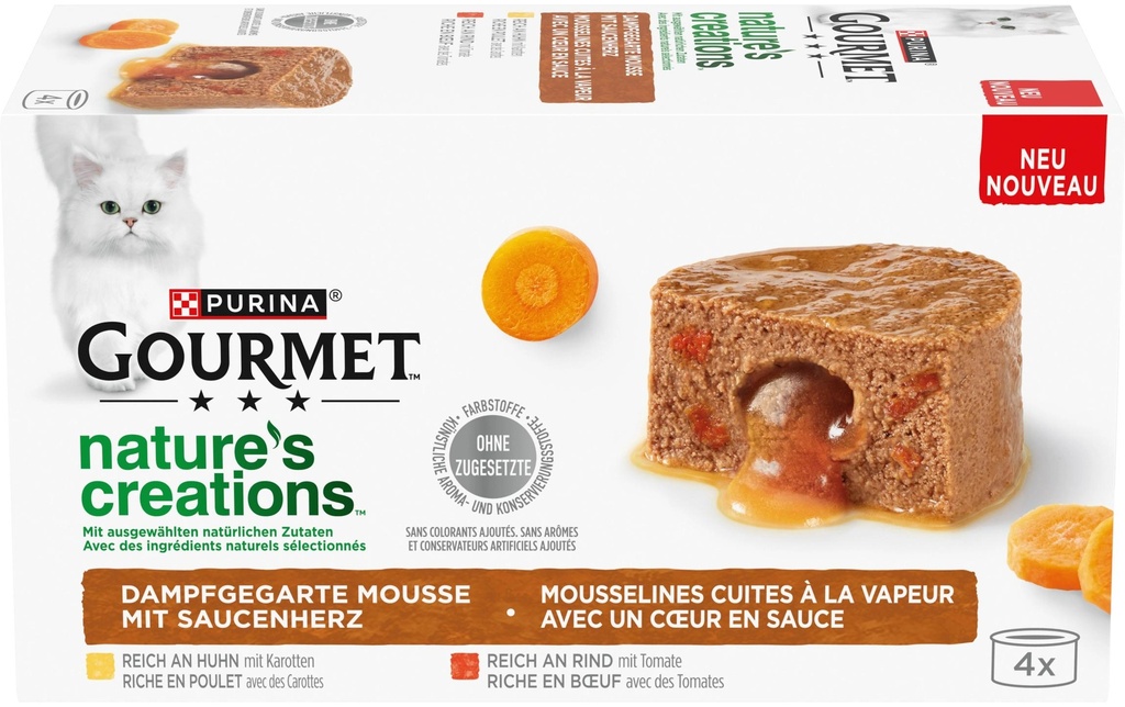 Purina Gourmet Alimentation humide Nature's Creation Noyau Fondant Poulet 4 x 85g