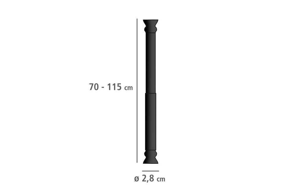 Wenko Tringle pour rideau de douche 70 x 115 cm, Noir