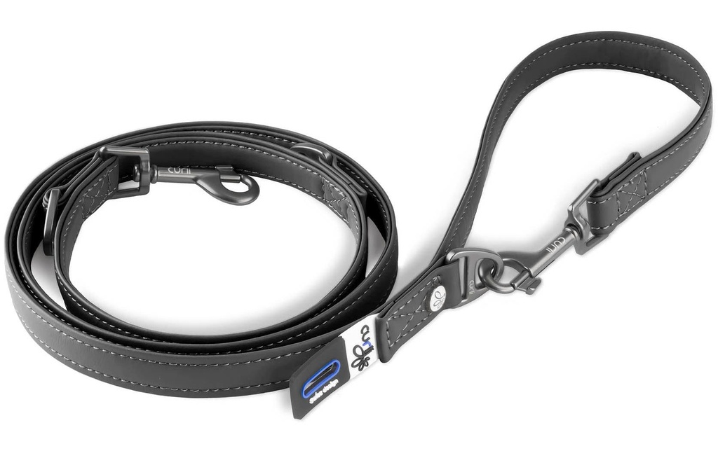 curli Laisse de chien en cuir de pomme, M, 1.6 m, noir