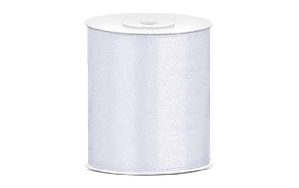 Partydeco Ruban de satin 10 cm x 25 m, blanc