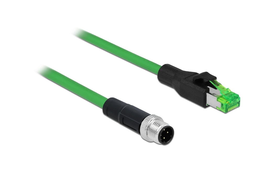 Delock Câble patch M12-RJ45 SF/UTP, 2 m, PROFINET 4 broches codage D