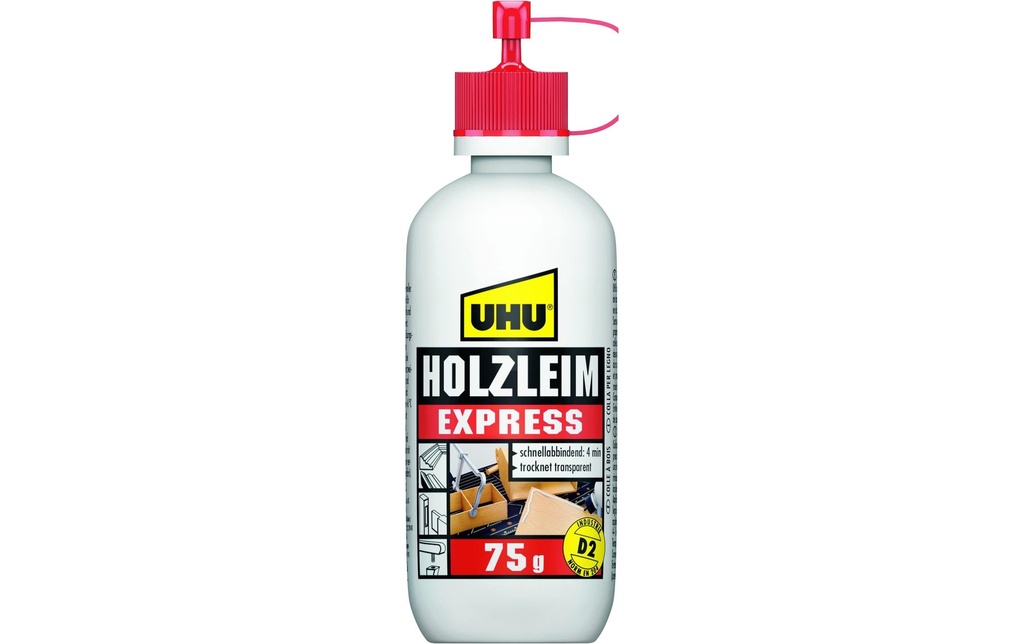UHU Colle à bois express D2 75g, Blanc