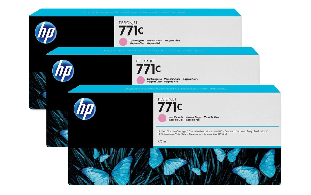 HP Encre Nr. 771C (B6Y35A) Light Magenta (paquet de 3)