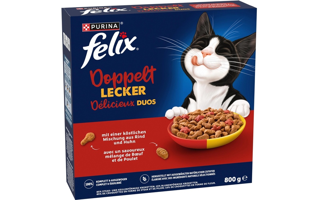 Felix Alimentation sèche Doublement délicieux Adult Viande 800 g