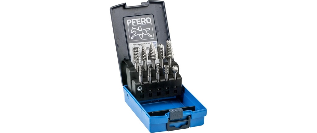 Pferd Jeu de fraises sur tige HSS 81, 10 pces Denture 3 Ø de la tige 6 mm