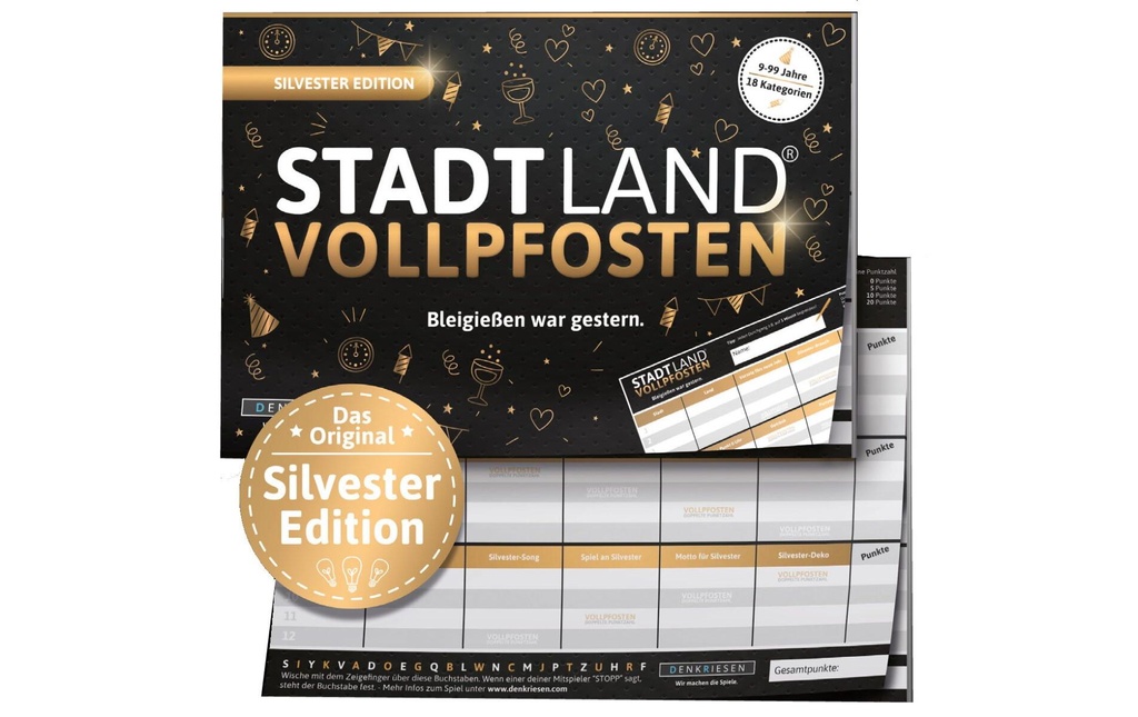 Denkriesen Stadt Land Vollpfosten – A4 Block Silvester Edition (d)