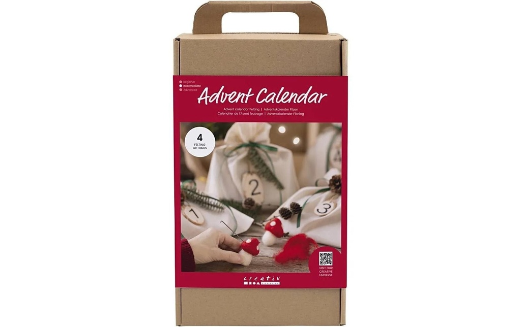 Creativ Company Calendrier de l’Avent Kit de bricolage Feutrage, 4 pièces