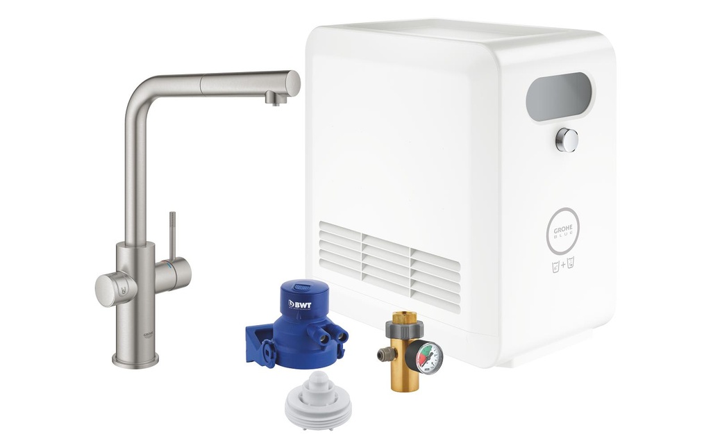 GROHE Robinetterie de cuisine Blue Professional Set d'écoulement en L Supersteel