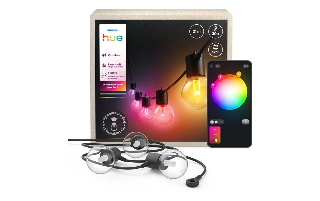 Philips Hue Guirlande lumineuse à LED Extension Festavia Globe Outdoor 21 m