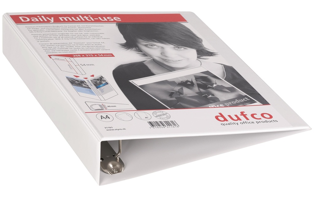 dufco Classeur à anneaux 5.4 cm 350 feuilles, anneau: 40 mm, blanc