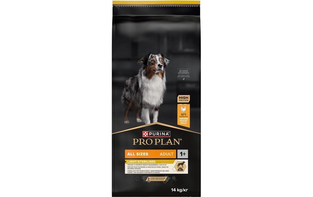 Purina Pro Plan Alimentation sèche All Size Adult Light/Sterilised Poulet, 14 kg