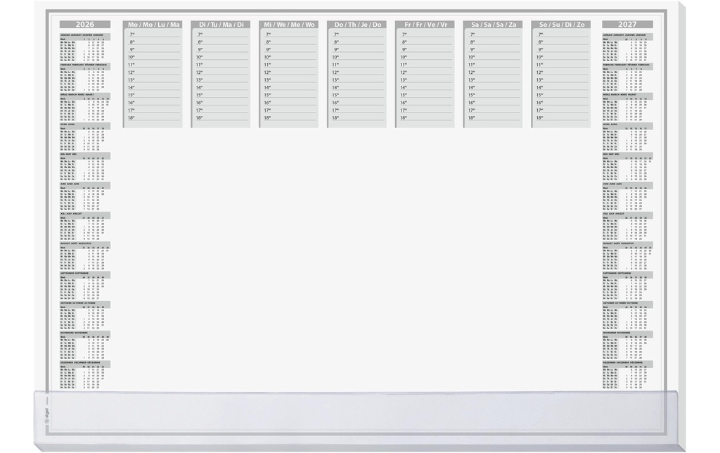 Sigel Sous-main protect, 410 x 595 mm avec calendrier et planificateur