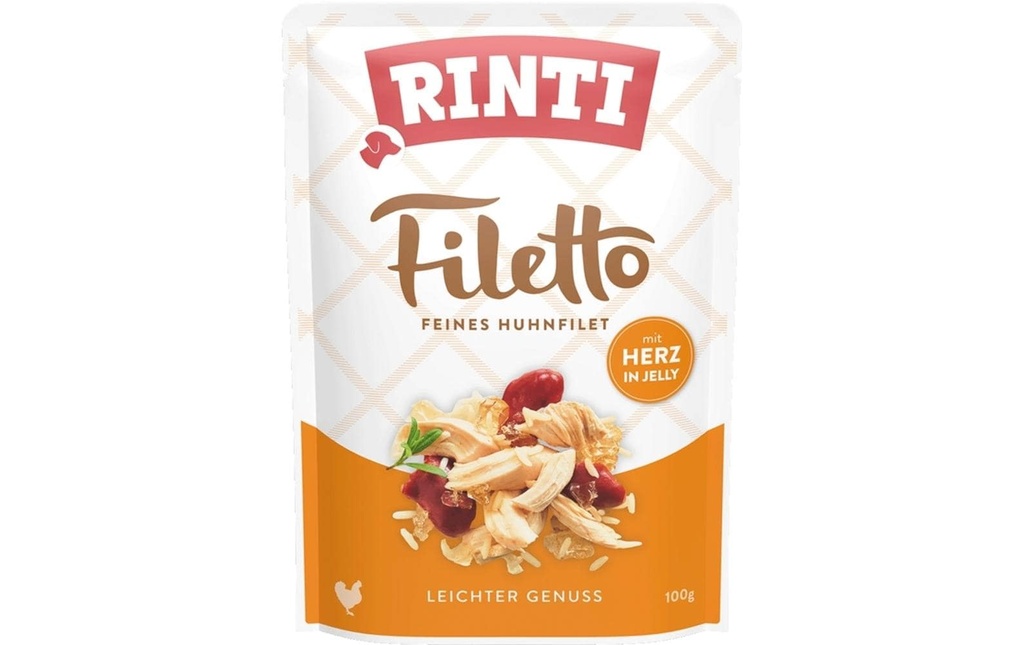 Rinti Alimentation humide Filetto poulet + cœur en gelée, 100 g