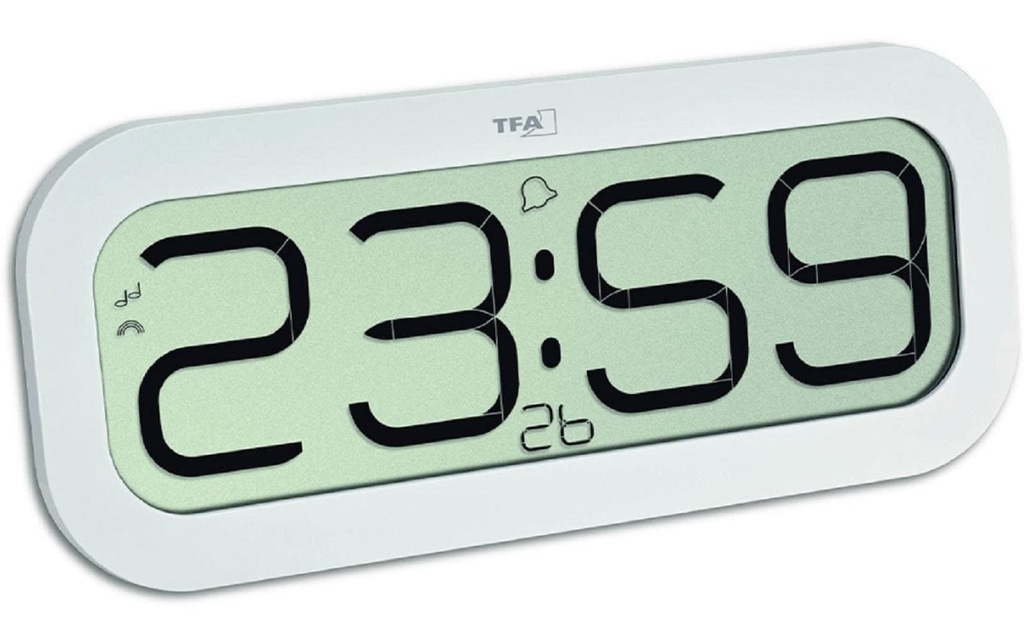 TFA Dostmann Horloge murale radio Digital Bimbam Blanc