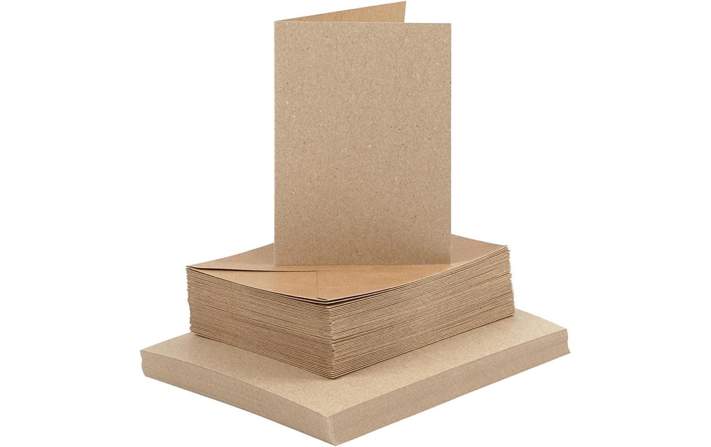 Creativ Company Carte vierge et enveloppe 10.5 x 15 cm, 50 pièces, marron