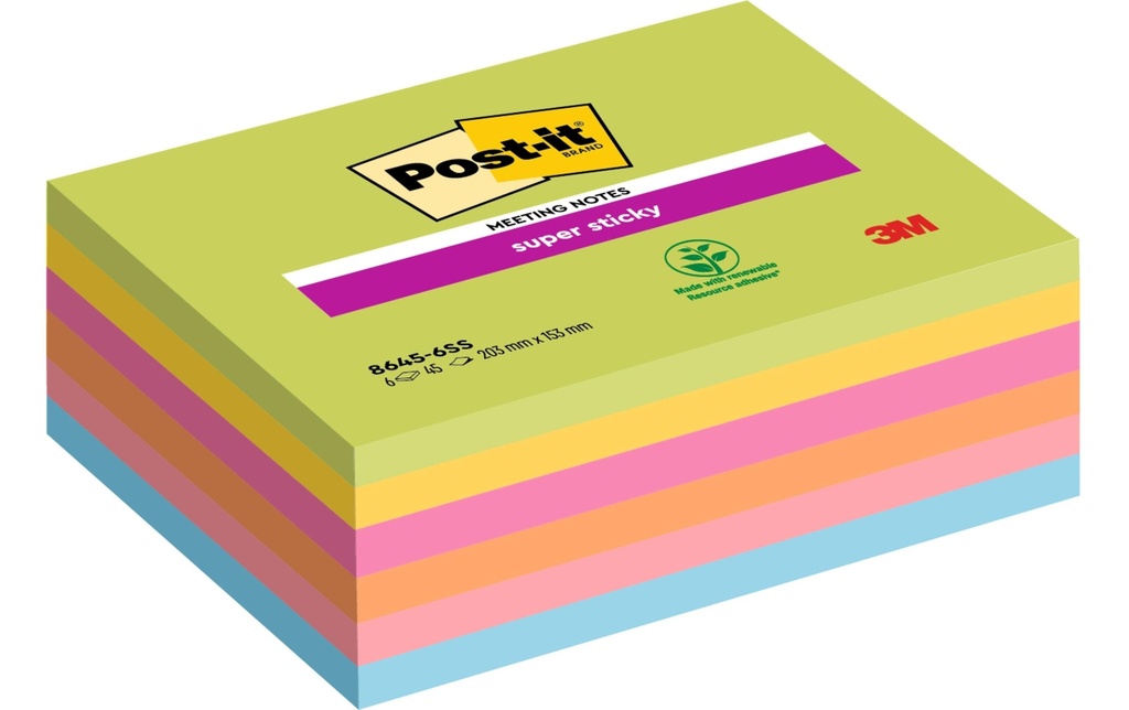 POST-IT Sup.Sticky Meet.Not.203x152mm (6 pces)