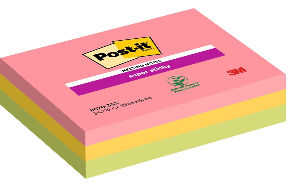 POST-IT Sup.Sticky Meet.Not.203x152mm (3 pces)