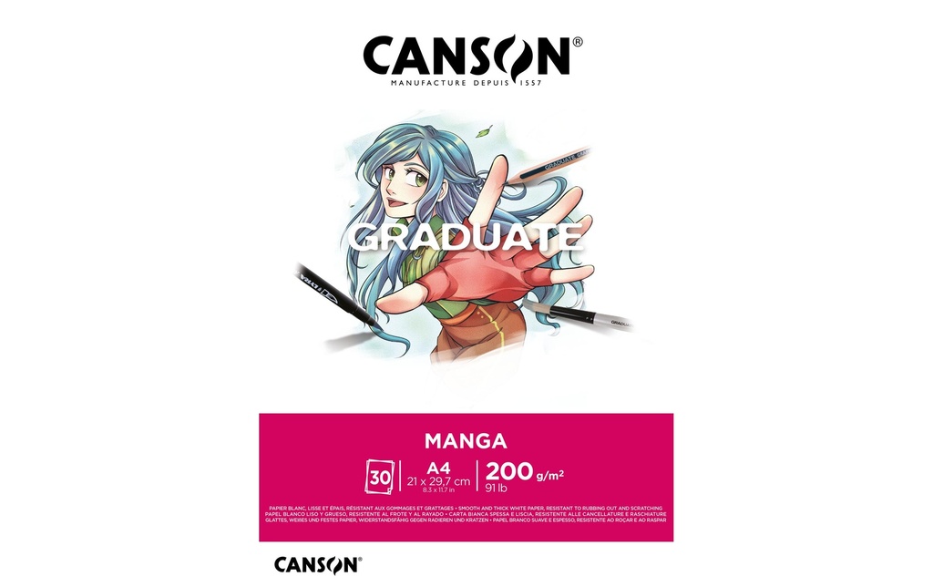 Canson Carnet de dessin Manga d'études supérieures A4, 30 feuilles