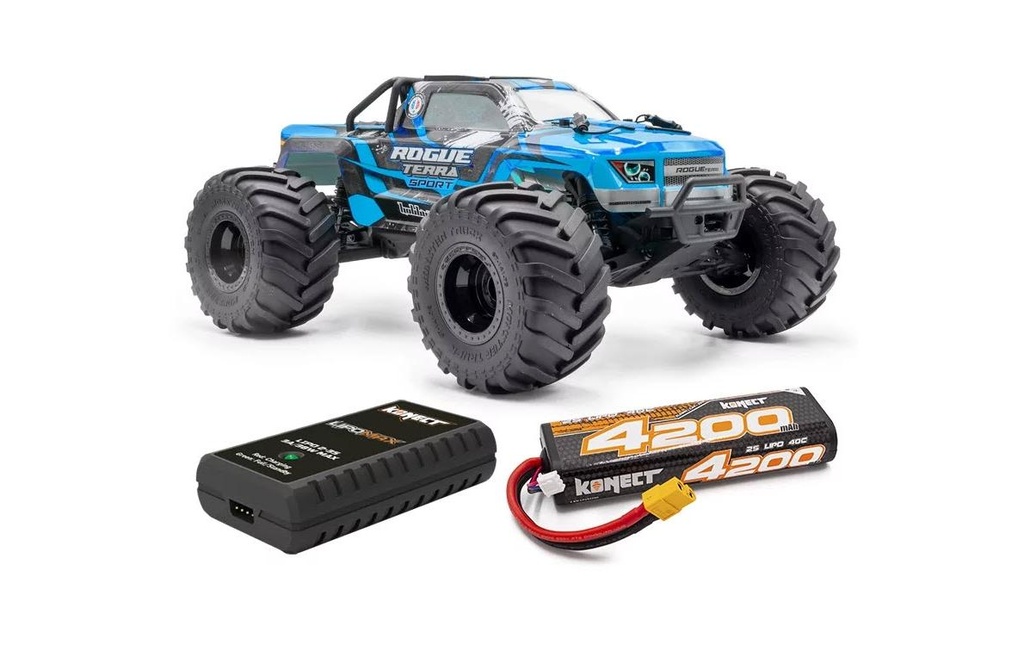 Hobbytech Monster Truck Rogue Terra Brushless Bleu, RTR, 1:10