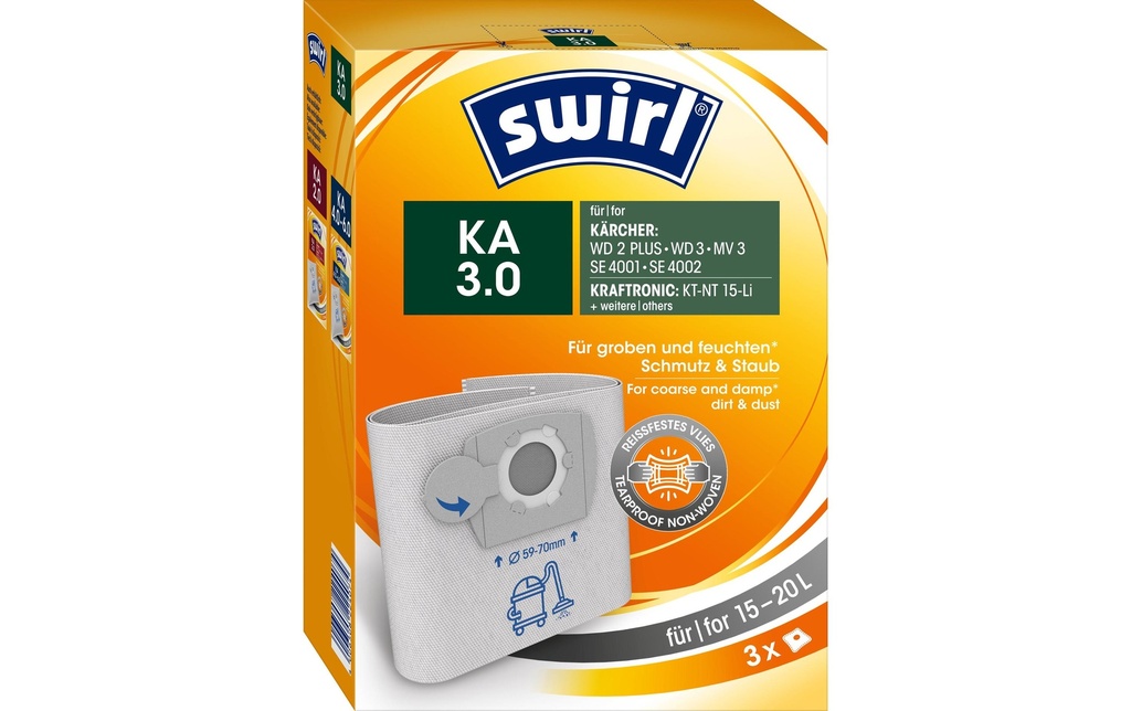 Swirl Sac filtrant pour aspirateur KA 3.0 3 Pièce/s
