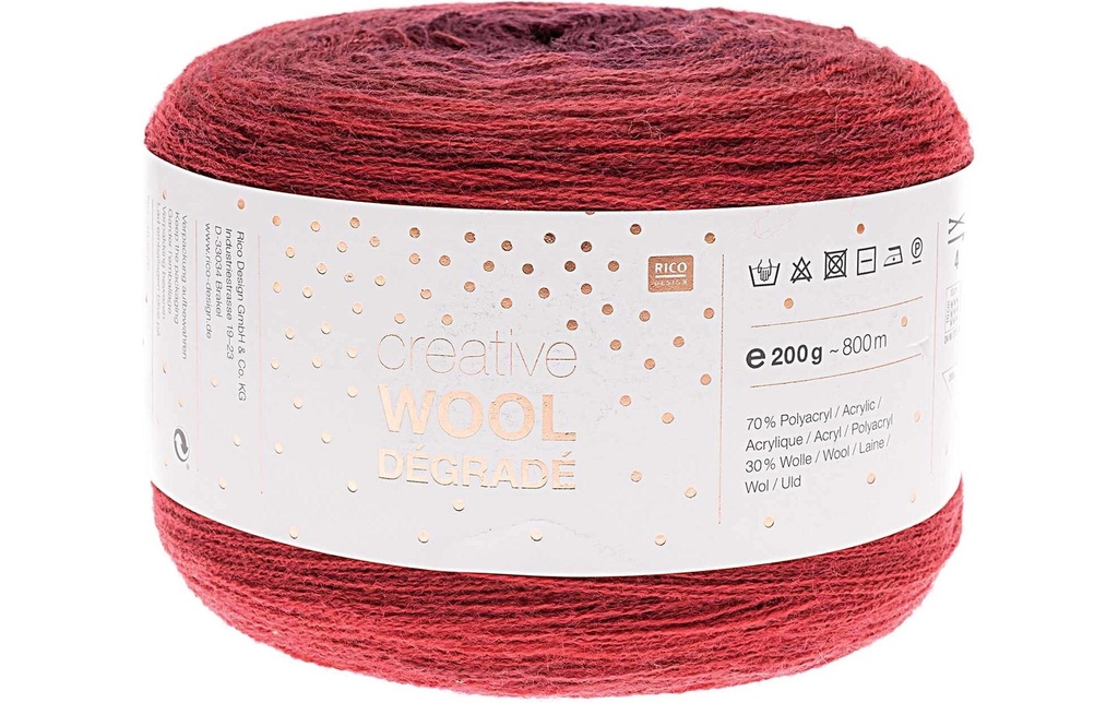 Rico Design Laine Laine Creative Dégradé 200 g Bordeaux