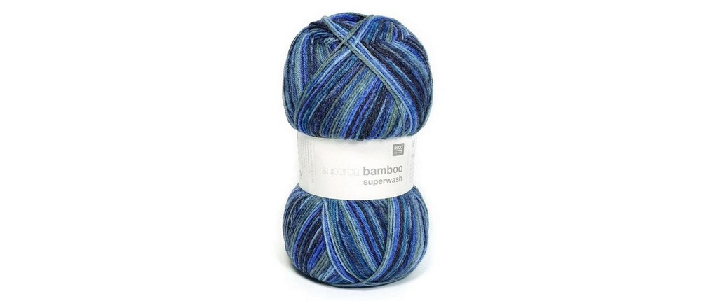Rico Design Laine Le bambou pour les chaussettes 4 fils, 100 g, Bleu