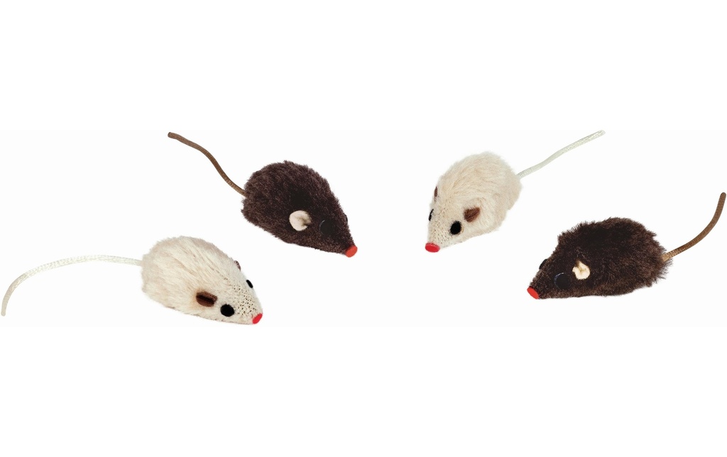 Nobby Jouet pour chat Souris en peluche avec hochet, 4 pièces, 5 cm