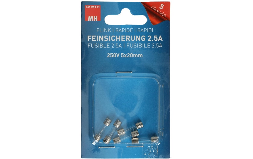 Max Hauri Fusible 5 x 20 mm Flink 2.5 A, 5 pièces