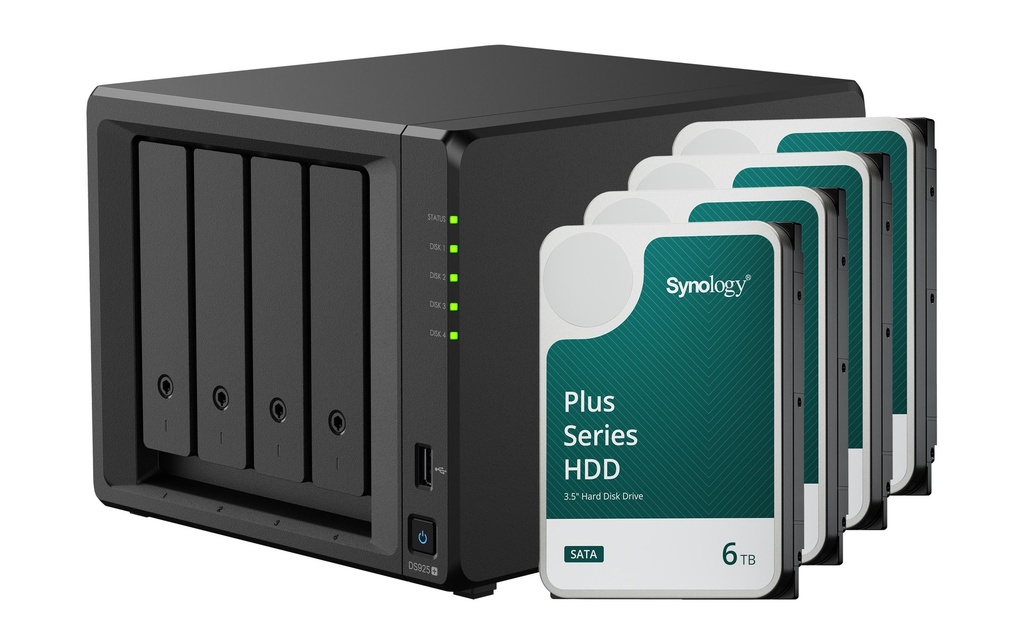 Synology NAS Diskstation DS925+ 4-bay Synology Plus HDD 24 TB