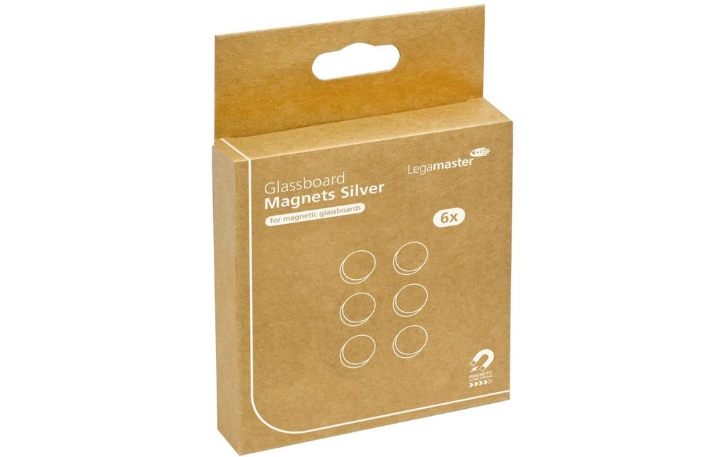 Legamaster Aimant pour plaques de verre, argent, 6 pièces