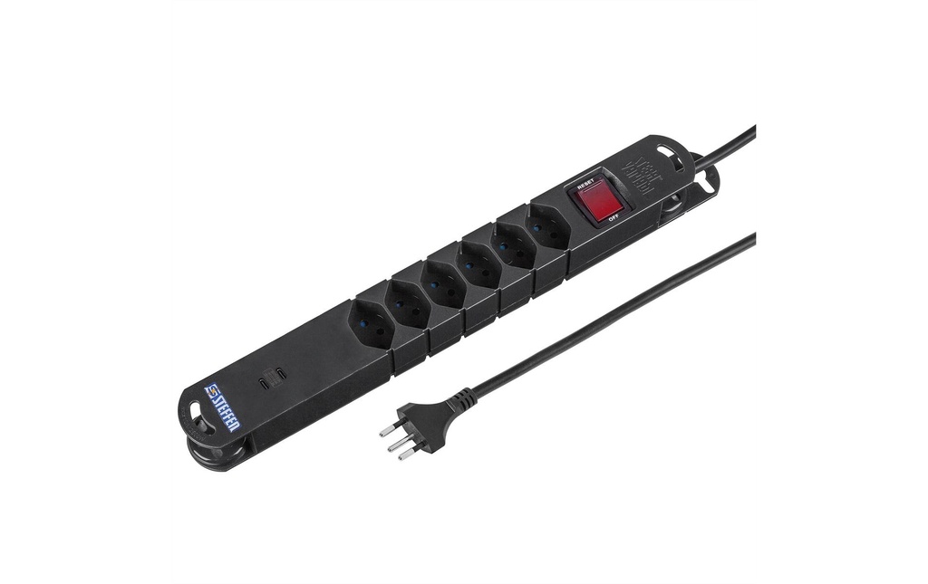 STEFFEN Bloc multiprises VARIABL 6x T13 + 2x USB-C PD avec interrupteur