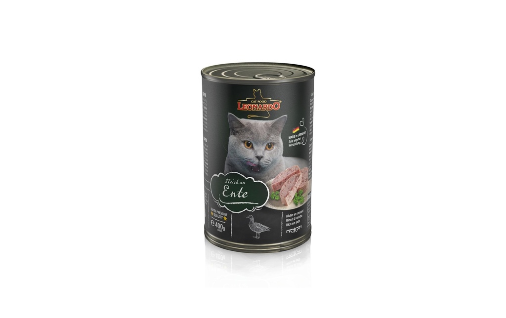 Leonardo Cat Food Alimentation humide Riche en canard, 400 g