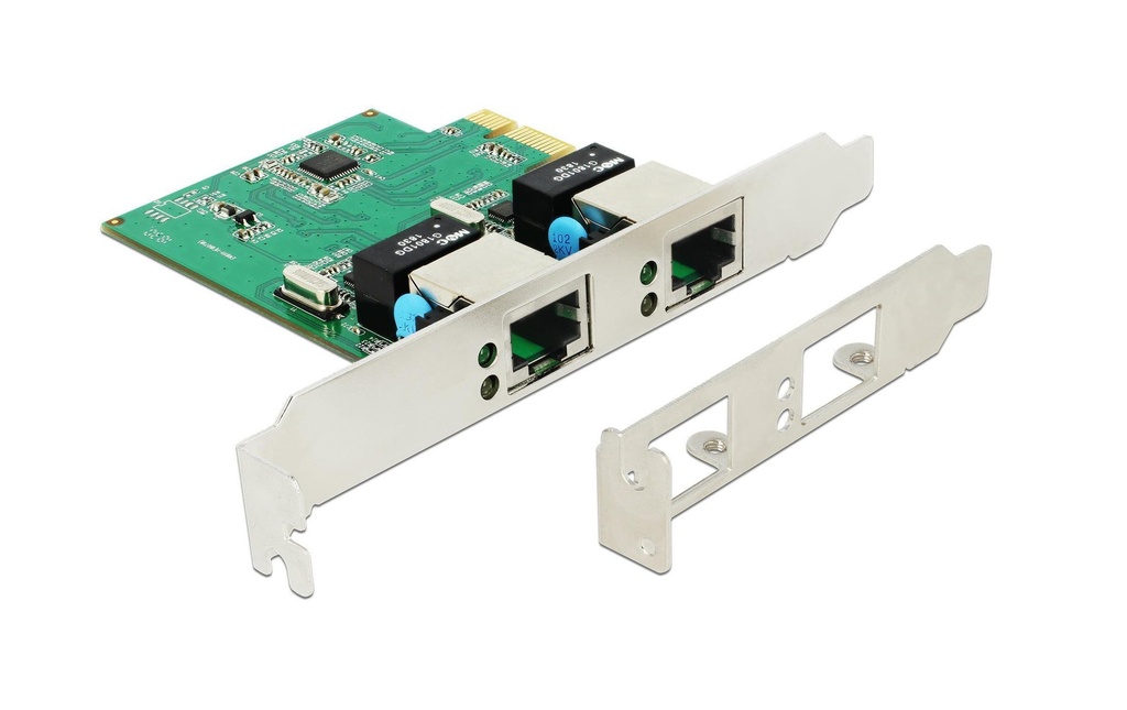 Delock Carte réseau 2 Ports, 1Gbps Realtek RTL8111H Jeu de puces