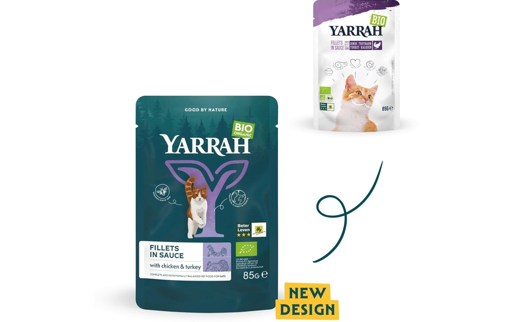Yarrah Alimentation humide bio Fillets en sauce Poulet & Dinde 14 x 85 g
