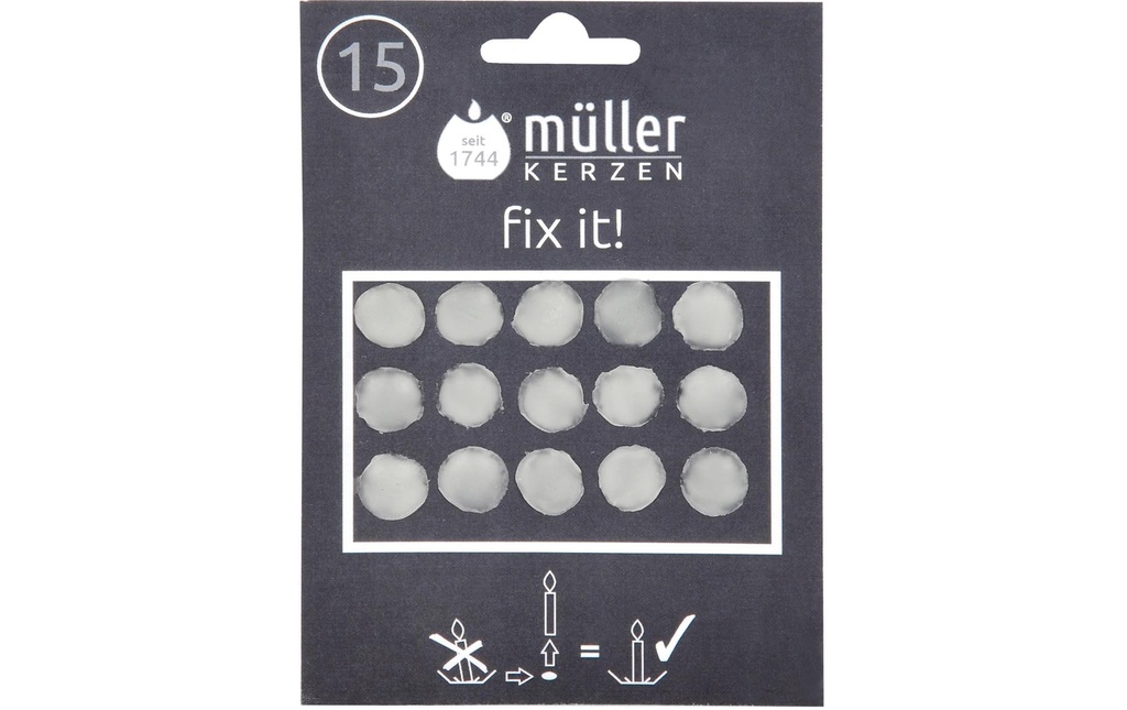 müller Kerzen Plaquettes de cire adhésive 15 pièces, Blanc
