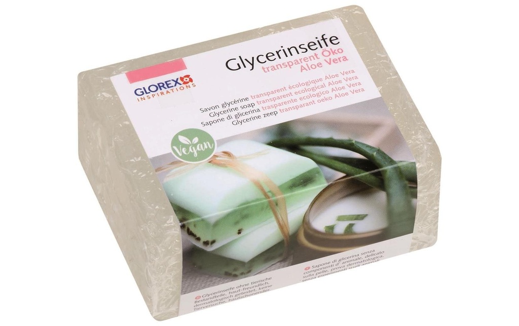 Glorex Savon à la glycérine Eco avec aloe vera 500 g, Transparent