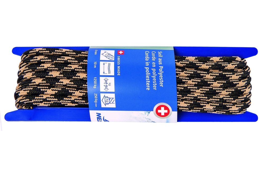 Meister Polyesterseil Ø 8 mm, 10 m, 1250 kg, Noir-Jaune