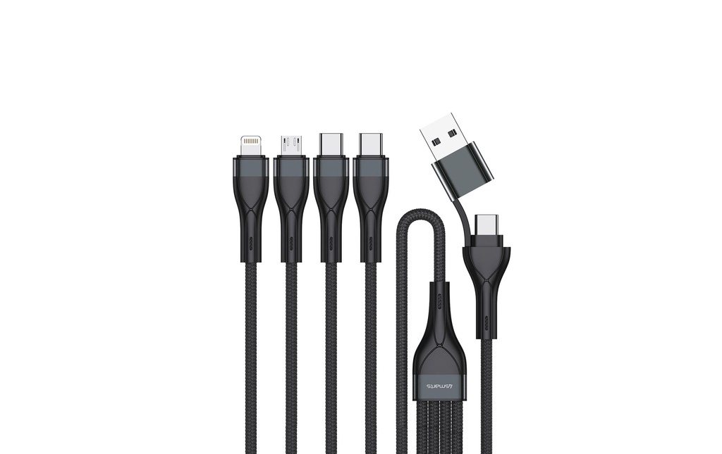 4smarts Câble multi-charge USB-C/A 1.2 m, Noir