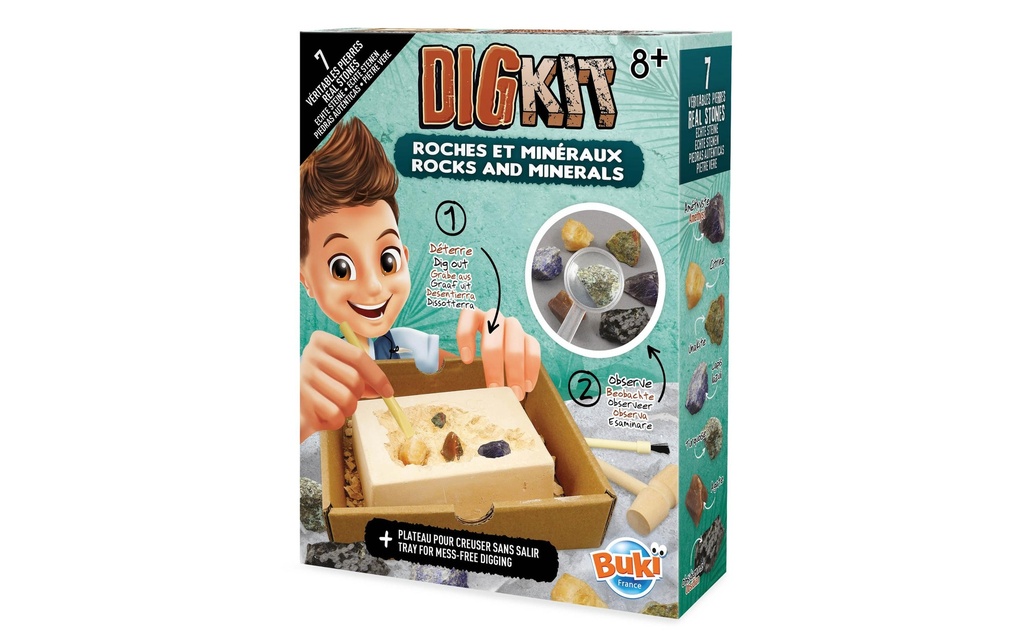 Buki Boîtes d’expérimentation DigKit Pierres et minéraux
