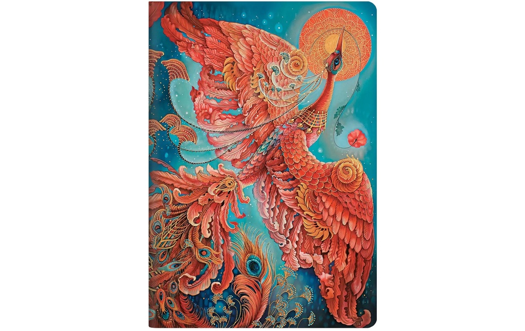 Paperblanks Carnet de notes Oiseaux de la chance A4, ligné, bleu / rouge