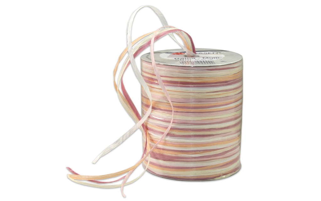 Pattberg Ruban cadeau Raffia Multi 50 m, crème/blanc/rose