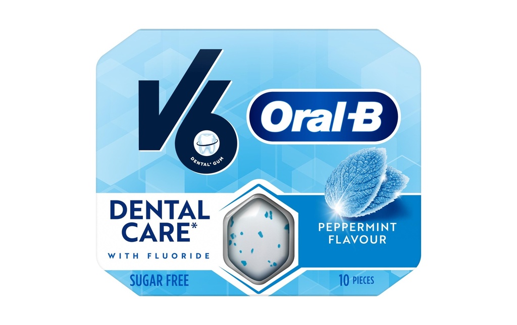 V6 Chewing-gum Fluorure Menthe poivrée 17g