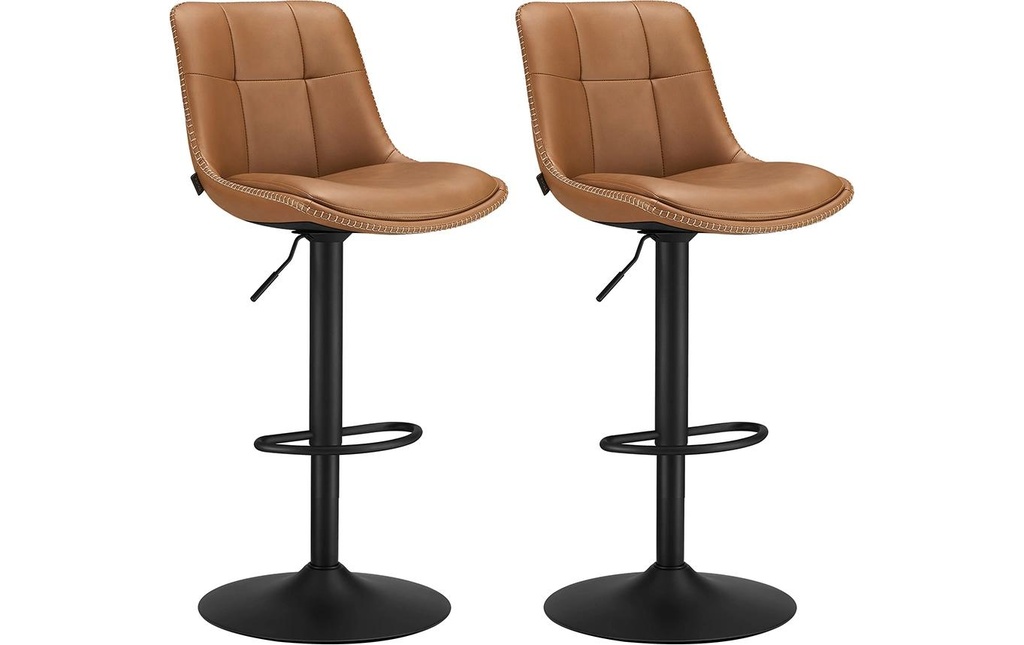 VASAGLE Tabouret de bar Lot de 2 48 x 90 cm/112 cm, Brun
