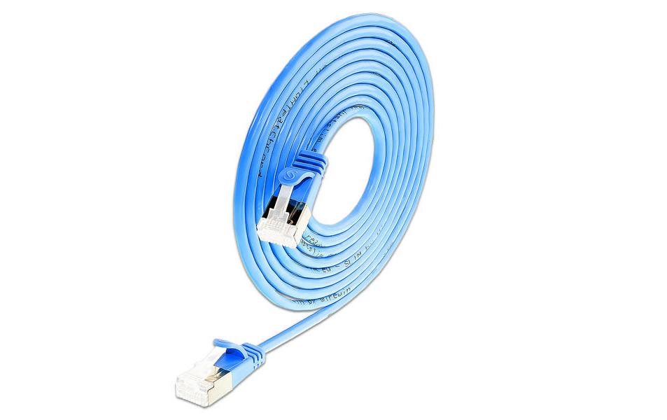 SLIM Câble patch slim RJ-45 - RJ-45, Cat 6A, U/FTP, 5 m, Bleu