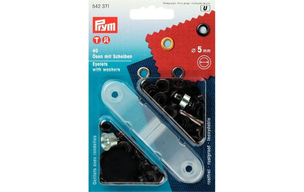 Prym Œillets + rondelles 5 mm, Bruni, 40 pièces