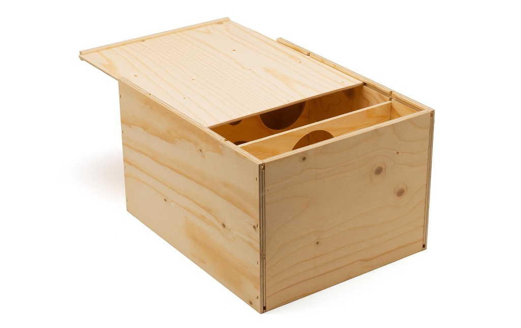 Weizenkorn Caisse de rangement Bouteilles de vin, bois, Beige clair