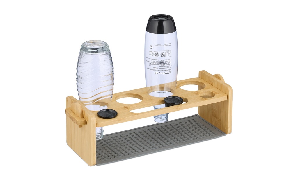relaxdays Egouttoir pour 4 bouteilles, Gris/Brun clair