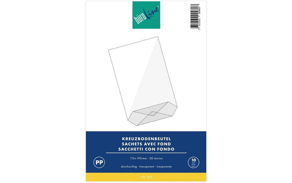 Büroline Sac transparent 11.5 x 19 cm, 10 pièces, Transparent