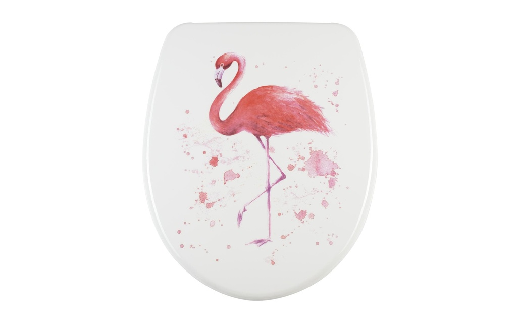 diaqua® Siège de toilette Flamingo avec dispositif d'abaissement automatique, Blanc/Rose