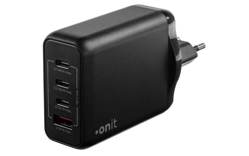 onit Chargeur mural USB Quad 3C1A 100 W GaN Noir